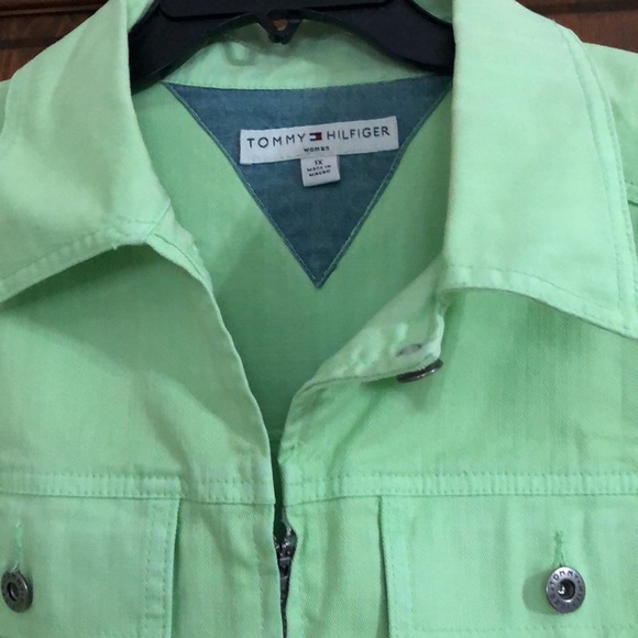 Tommy Hilfiger Light Green Jean Jacket Ladies 1X - Picture 7 of 9